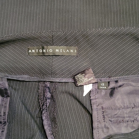 ANTONIO MELANI Trendy Pinstripe Regular Rise Wide Leg Academia Dress Pants - Picture 4 of 5